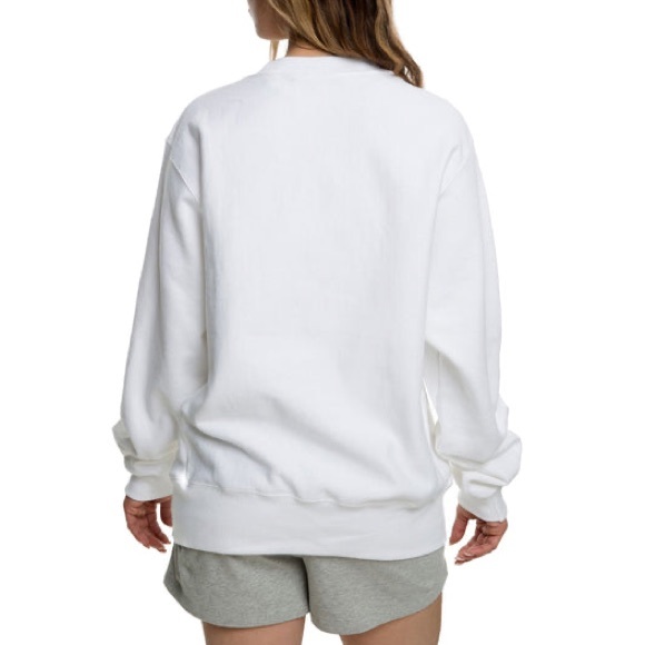 NWT Unisex Size Medium Champion Reserve Weave Chenille Logo Print Sweater White - Picture 4 of 13